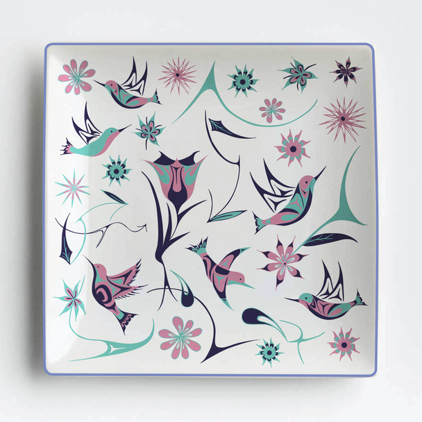 A, Serving Plate, Hummingbirds